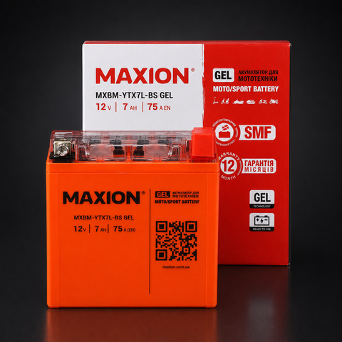 Мото акумулятор MAXION MXBM-YTX7L-BS GEL 12V 7Ah 75A R+ MXBM-YTX7L-BS GEL фото