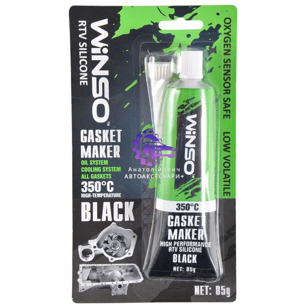 Cиліконовий герметик прокладок WINSO GASKET MAKER BLACK 85g +350°C професійний чорний (Арт. 310300) 310300 фото