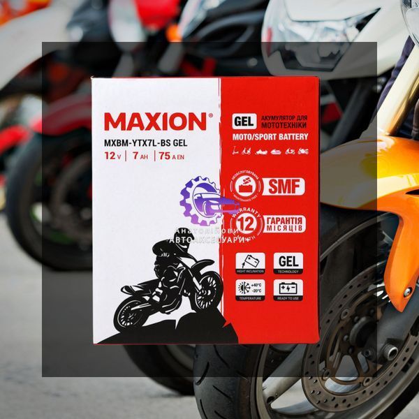 Мото акумулятор MAXION 24MXBM-YTX7L-BS GEL (12V, 7Ah, 85A, R+) (Арт. MXBM-YTX7L-BS GEL) MXBM-YTX7L-BS GEL фото
