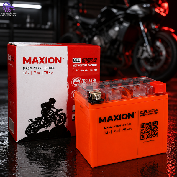 Мото акумулятор MAXION MXBM-YTX7L-BS GEL 12V 7Ah 75A R+ MXBM-YTX7L-BS GEL фото