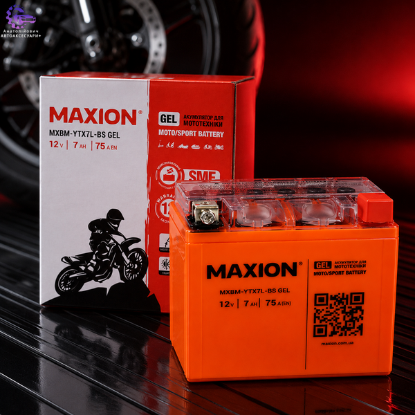 Мото акумулятор MAXION MXBM-YTX7L-BS GEL 12V 7Ah 75A R+ MXBM-YTX7L-BS GEL фото