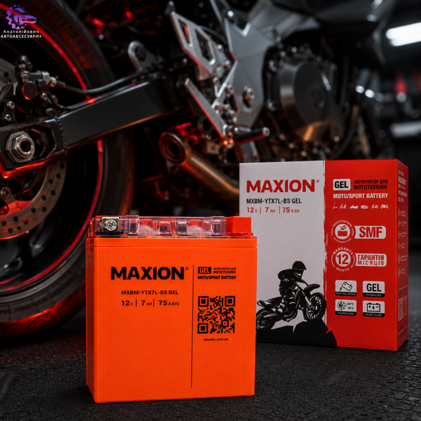 Мото акумулятор MAXION MXBM-YTX7L-BS GEL 12V 7Ah 75A R+ MXBM-YTX7L-BS GEL фото