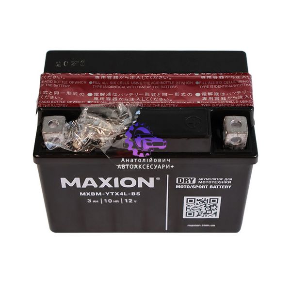 Мото акумулятор MAXION MXBM-YTX4L-BS AGM 12V, 4A, сухозаряджений без електроліту (Арт. MXBM-YTX4L-BS) MXBM-YTX4L-BS фото