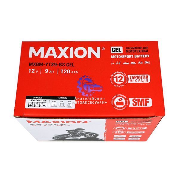 Мотоакумулятор MAXION MXBM-YTX9-BS GEL 12V 9Ah 120A (L+) MXBM-YTX9-BS GEL фото