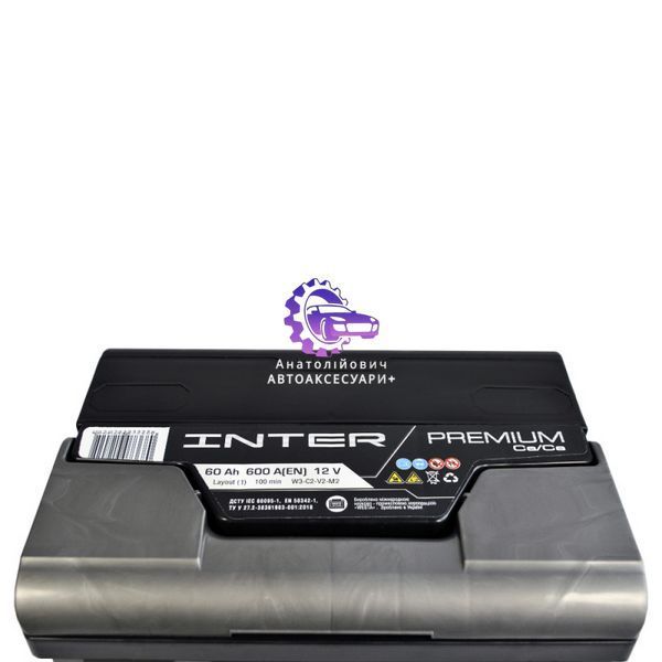 Автомобільний акумулятор INTER Premium 60Ah 600A L+ (L2B) (Арт. 4820219073697) 4820219073697 фото