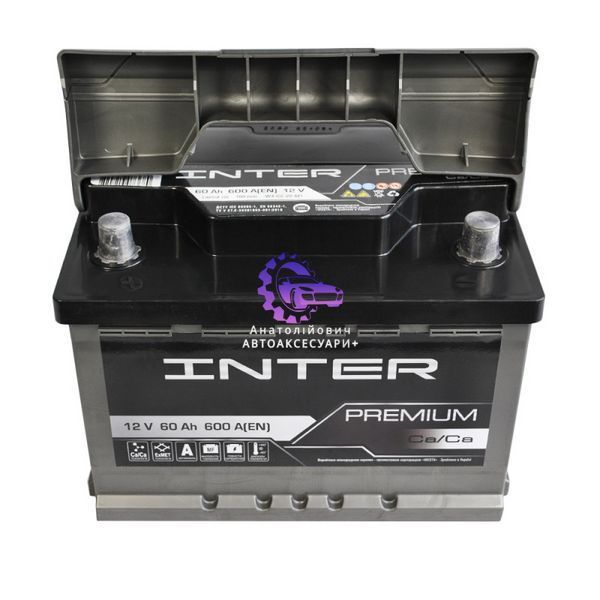Автомобільний акумулятор INTER Premium 60Ah 600A L+ (L2B) (Арт. 4820219073697) 4820219073697 фото