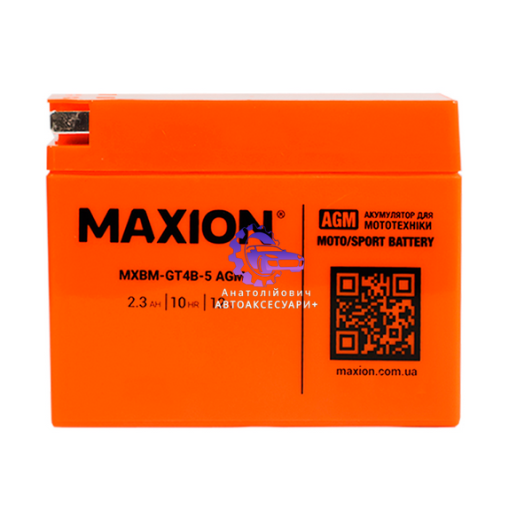 Акумулятор мотоциклетний Maxion GT4B-5 AGM 12V 2.3Ah (обслуговуваний, MF) (Арт. MX-GT4B-5) MX-GT4B-5 фото