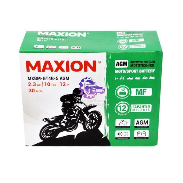 Акумулятор мотоциклетний Maxion GT4B-5 AGM 12V 2.3Ah (обслуговуваний, MF) (Арт. MX-GT4B-5) MX-GT4B-5 фото