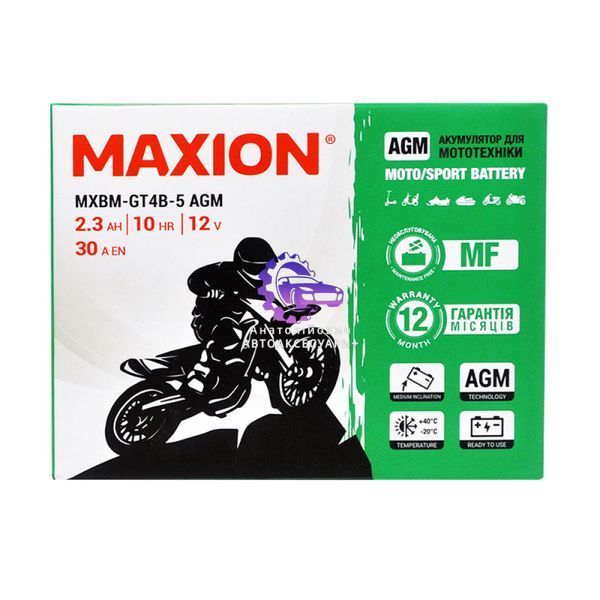 Акумулятор мотоциклетний Maxion GT4B-5 AGM 12V 2.3Ah (обслуговуваний, MF) (Арт. MX-GT4B-5) MX-GT4B-5 фото