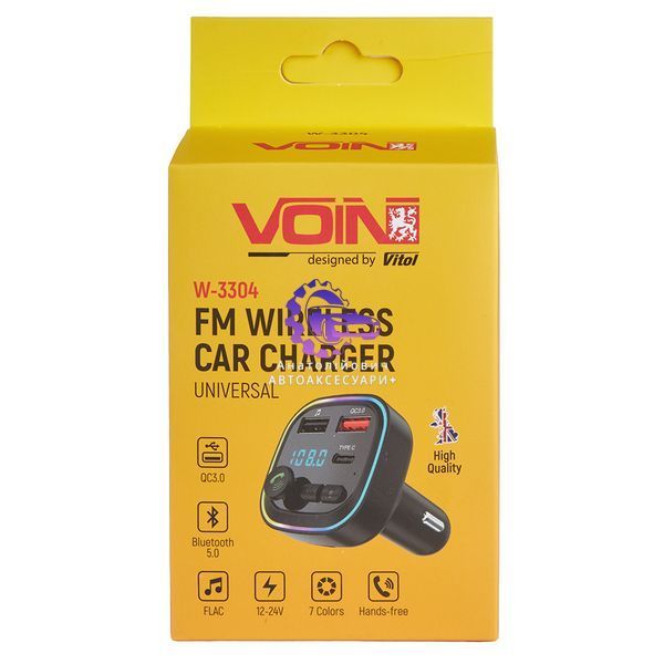 FM-модулятор VOIN W-3304 BT 5.0, QC3.0, Type-C, Hands Free W-3304 фото