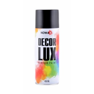 Акрилова спрей-фарба NOWAX DecorLux Глянцевий Чорний RAL9005, 450 мл (Арт. NX48010) NX48010 фото