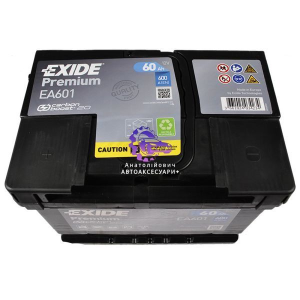 Акумулятор EXIDE Premium EA601 60Ah 600A L+ &ndash; європейський необслуговуваний АКБ класу Premium EA601 фото