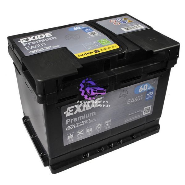 Акумулятор EXIDE Premium EA601 60Ah 600A L+ &ndash; європейський необслуговуваний АКБ класу Premium EA601 фото