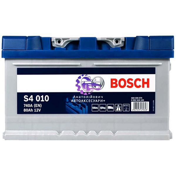 Автомобільний акумулятор BOSCH (S40 100) (LB4) 80Ah 740A R+ (h=175) (Арт. 0092S40100) 0092S40100 фото