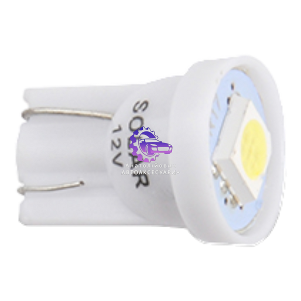 LED Автолампа SOLAR 12V T10 W2.1x9.5d 1smd 5050 White, 2шт (LS245_B2) LS245_B2 фото