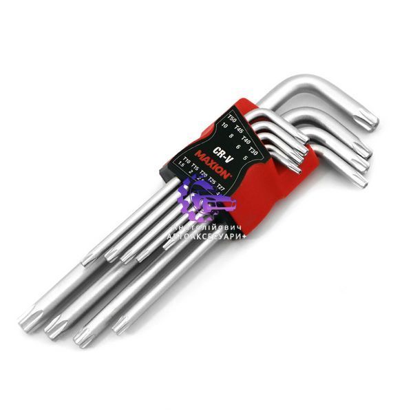 Набір Г-подібних TORX ключів 9 одиниць, Cr-V, MAXION MXTL- PT9, (1.5-10мм) (Арт. MXTL- PT9) MXTL- PT9 фото