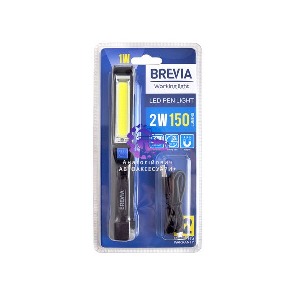 Ліхтар LED інспекційний Brevia Pen Light 2W COB+1W 150lm 900mAh + microUSB 11220 фото