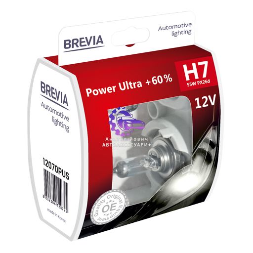 Галогенова Лампа Brevia H7 12V 55W PX26d Power Ultra+ 60% S2 (12070PUS) 12070PUS фото