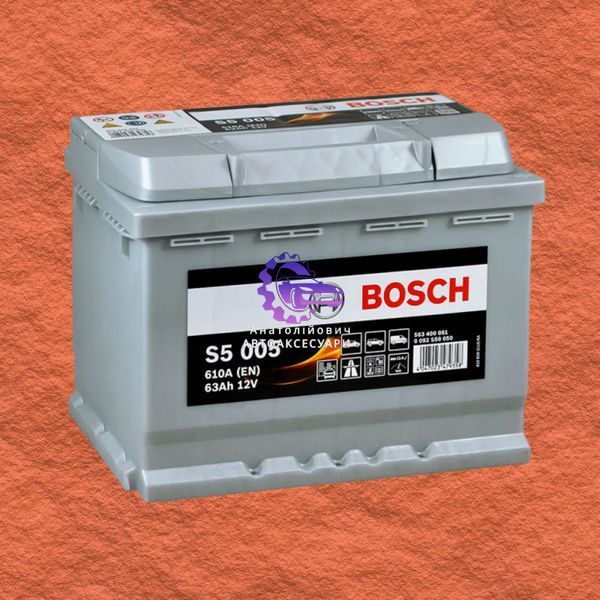 Автомобільний акумулятор BOSCH S5 005 63Ah 610A 12V R+ (Арт. 0092S50050) 0092S50050 фото