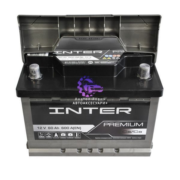 Автомобільний акумулятор INTER Premium 60Ah 600A R+ (L2B) (Арт. 4820219073680) 4820219073680 фото