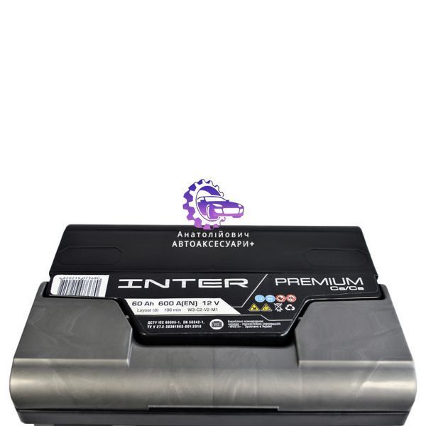 Автомобільний акумулятор INTER Premium 60Ah 600A R+ (L2B) (Арт. 4820219073680) 4820219073680 фото