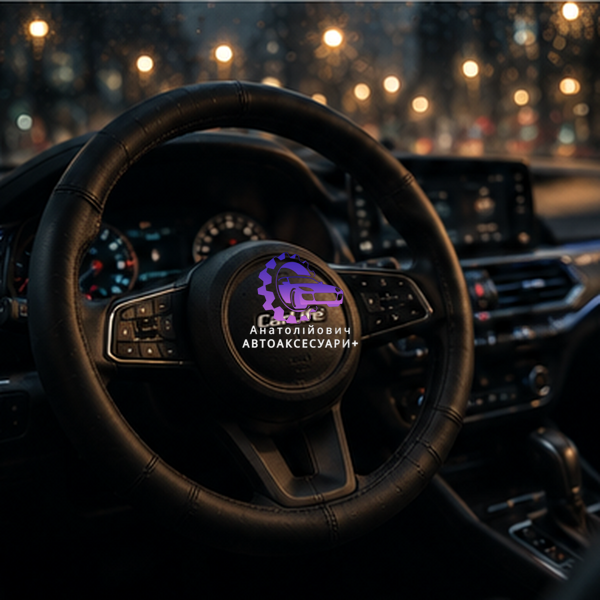 Чохол на кермо CarLife SW240M 37&ndash;39 см шкіряний чорний SW240M фото