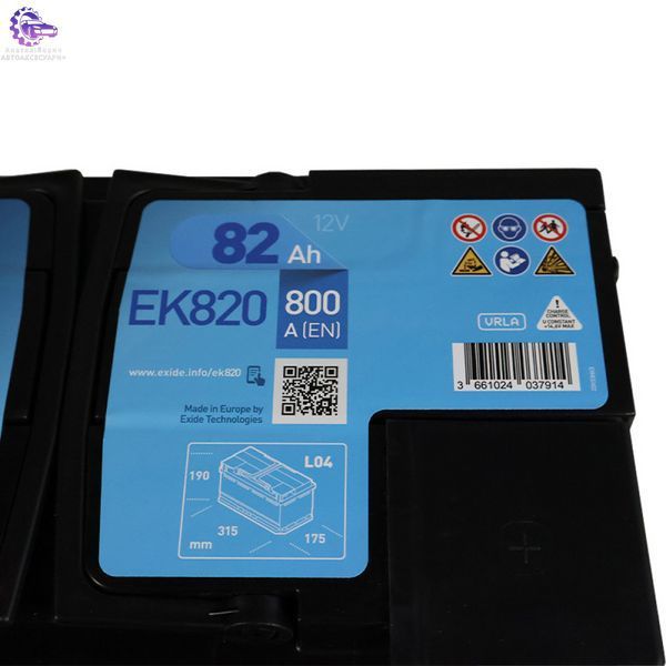 Автомобільний акумулятор EXIDE Start-Stop AGM EK820 82Ah 800A R+ EK820 фото
