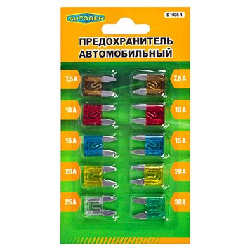 Запобіжник плоский 1035-1 (7,5А-30А)/блістер 10 шт Mini 1035-1 фото