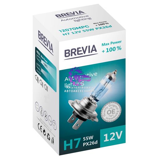 Галогенова Лампа Brevia H7 12V 55W PX26d Max Power +100% CP (Арт.12070MPC) 12070MPC фото