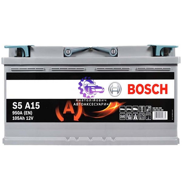 Автомобільний акумулятор BOSCH AGM (S5A 150) (L6) 105Ah 950A R+ (Арт. 0092S5A150) 0092S5A150 фото