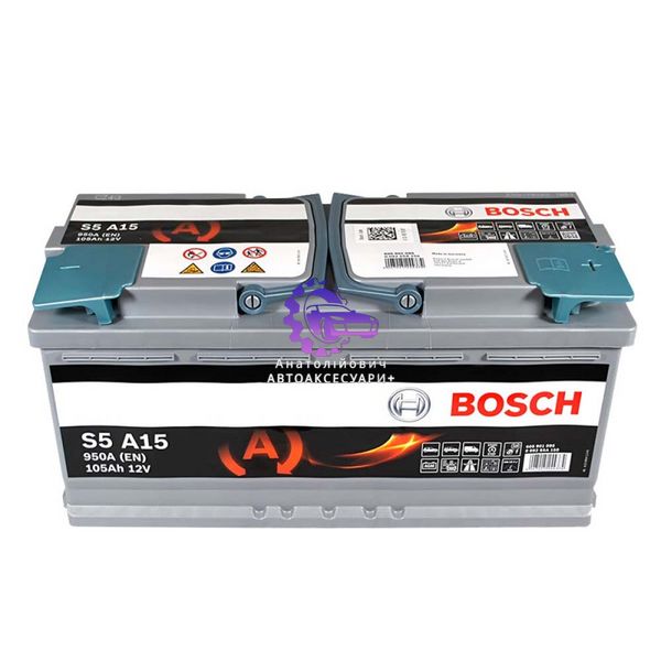 Автомобільний акумулятор BOSCH AGM (S5A 150) (L6) 105Ah 950A R+ (Арт. 0092S5A150) 0092S5A150 фото