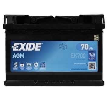 Автомобільний акумулятор EXIDE Start-Stop AGM (EK700) 70Аh 760A R+ (Арт. EK700) EK700 фото