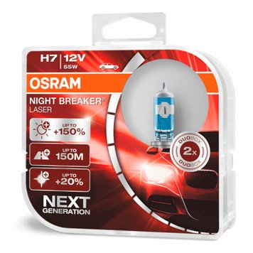 Галогенна Лампа OSRAM Night Breaker Laser Next Generation H7 150% (Арт.64210NL-HCB), DuoBox 64210NL-HCB фото