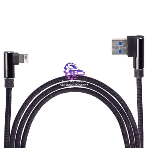 Кабель USB - Apple (Black) 90° (100) Bk 90° фото